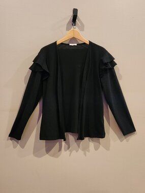maurices Black Ruffle Sleeve Open Front Cardigan Women's Large